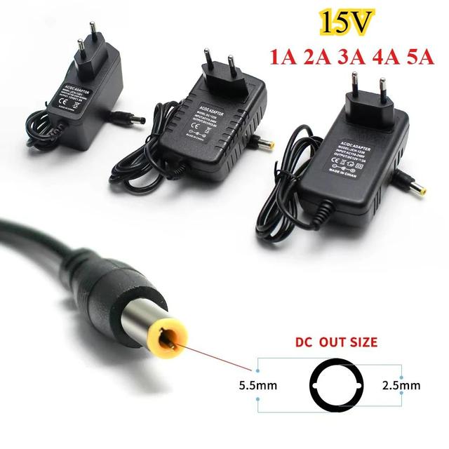 AC To DC 15V Power Supply Adapter 1A 2A 3A 4A 5A 220V To 15V Universal Switching Power Supply Charger for LED Driver EU US