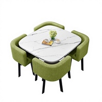 Ensemble de table et chaises à manger carrées en bois modernes pour quatre personnes - Design gain de place pour la maison, le restaurant ou le café