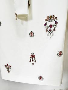 OUDINA ünlü moda artı boyutu XXXL boncuklu elmas kısa üst Midi uzun etek iki parçalı elmas setleri kadınlar 2 parça etek seti - Product Image 4