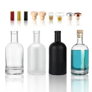 Bon marché 375ml 500ml 750ml 1000ml bouteille en verre transparent super silex bouteilles d'alcool en verre vides fabricants pour liqueur tequila