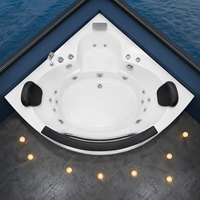 Baignoire Balnéo d'Angle en Verre Acrylique pour Projet de Villa 140cm Prix de Gros Direct Usine OEM ODM Double Appui-tête Spa