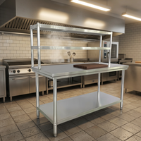 Table de travail en acier inoxydable 304, plan de travail, pieds réglables en hauteur, revêtement en poudre de qualité alimentaire, finition polie, cuisines commerciales