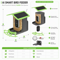 Estación de Alimentación para Aves Silvestres con Cámara Solar de 5200mAh y 1.8L de Capacidad, Plataforma con Identificación por IA y Conexión a Red