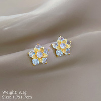 Branche d'or Jade Feuille Fleur Zircon Acier Inoxydable Plaqué Or Pendentif Collier Boucles D'oreilles Ensemble Unisexe Style Tendance