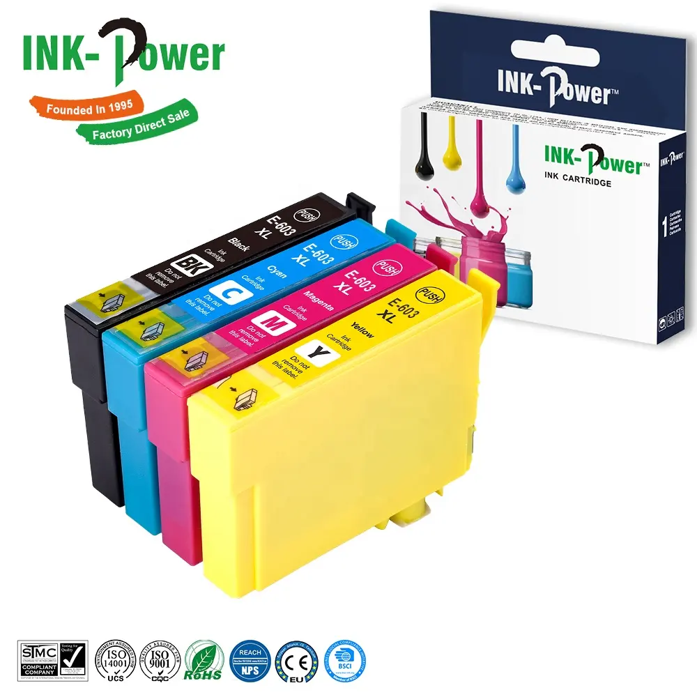 Puissance d'encre 603XL T603XL T603 XL 603 Premium cartouche d'encre à jet d'encre couleur Compatible pour imprimante Epson XP-4105 XP-2100 XP 2100 4105