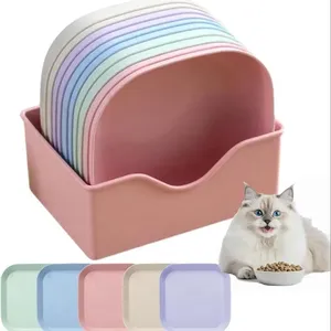 Compact Non-Slip Plastic Pet Bowl <strong>Set</strong> 10Pcs, Food Water Feeding Bowls with Stand Tray for Kittens Small Dogs Random Color - Product Image 1