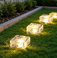 Lampe solaire en forme de brique de glace, changeant de couleur RGB, en verre, pour sol, aménagement paysager, jardin, pelouse, décoration, lampes enterrées