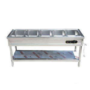 Bain-marie professionnel en acier inoxydable à 5 sections avec couvercle et robinet pour la restauration à domicile et les restaurants - Product Image 1