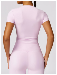 T-shirts de <span class=keywords><strong>sport</strong></span> pour femmes, coupe ajustée, haute qualité, personnalisables avec logo privé, pour la course à pied, le yoga et autres activités sportives. - Product Image 3