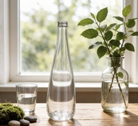 Bouteille en verre ronde transparente Sishang 520 ml avec étiquettes et couvercle scellé pour boissons, bière, vin, jus