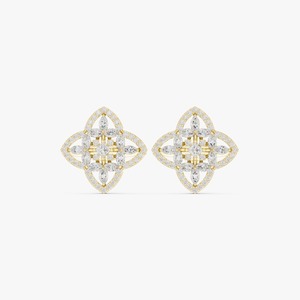 <b>Top</b> Selling Modern Geometric Floral Diamond Stud <b>Earrings</b> for Women with Unique Artistic Design for Everyday Fashion for Sale - Product Image 1