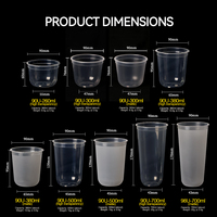 Bedrukte logo wegwerp plastic beker 500ml, food grade, 90mm diameter, frosted PP beker, bubble tea beker, U-vormig, hittebestendig, voor afhaal