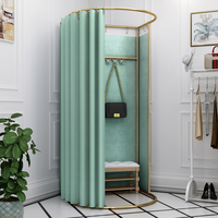 Cabine d'Essayage Moderne pour Boutique de Vêtements avec Rideau en Tissu, Vestiaire de Magasin de Mode