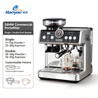 Machine à café expresso automatique commerciale compacte avec réglage de mouture en 15 étapes, machine tout-en-un pour latte et cappuccino pour café