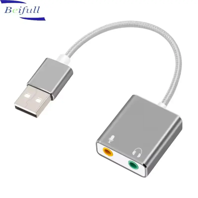 USB Audio Adapter External Stereo Sound Card With 3.5mm Headphone and Microphone Jack for Windows Mac Linux