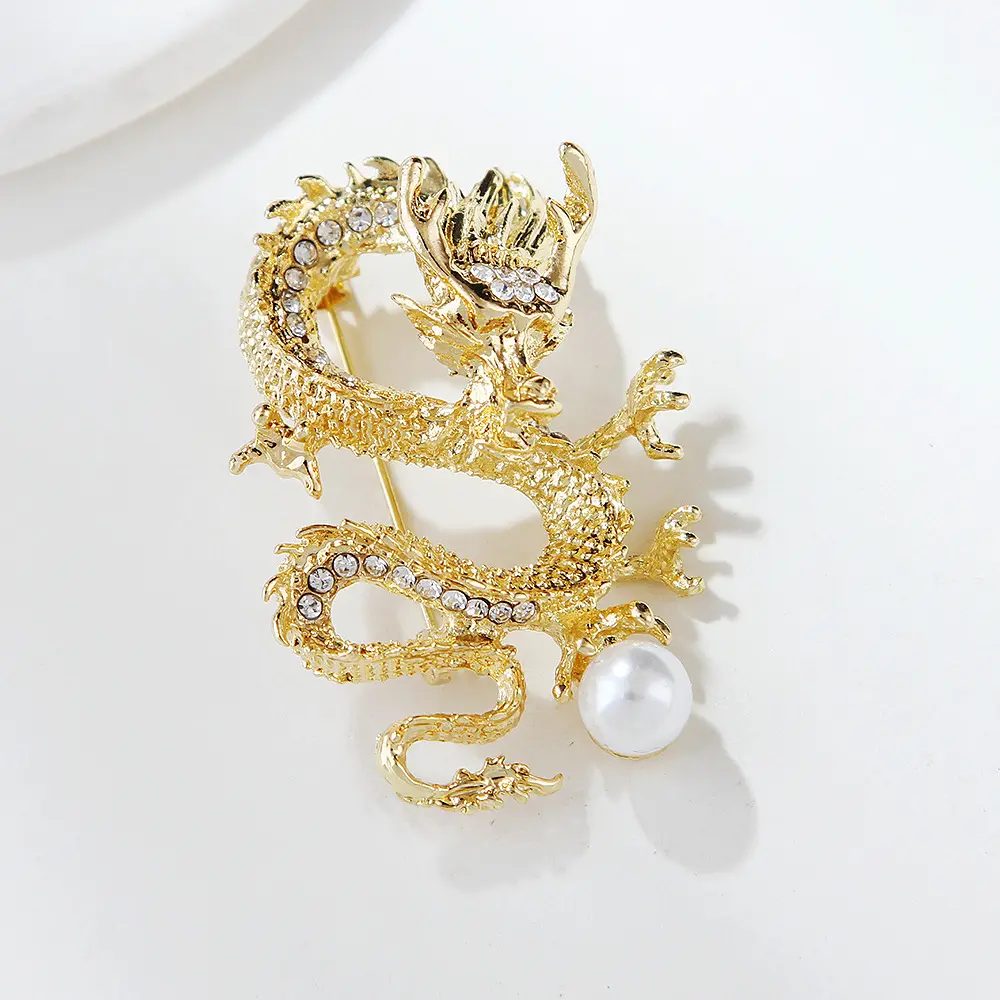 Fashion Gold Plated Dragon Brooch For Men and Women High-end Brooches Pin Corsage For Coat Clothing
