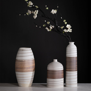 Set di 3 vasi in ceramica con motivi a strisce-elegante <span class=keywords><strong>bianco</strong></span> <span class=keywords><strong>e</strong></span> <span class=keywords><strong>marrone</strong></span> decorazioni per la <span class=keywords><strong>casa</strong></span> vasi in ceramica moderna a strisce bianche <span class=keywords><strong>e</strong></span> marroni - Product Image 3