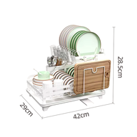 Étagère de rangement pliable pour assiettes et bols, organisateur de cuisine en métal, égouttoir à vaisselle pliable à 2 niveaux avec porte-couverts