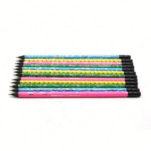 Crayon à dessin standard personnalisé HB en bois noir peint avec des points argentés et gomme intégrée - Product Image 2