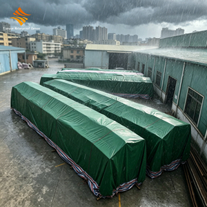 Lona impermeable de 500 g/m² para almacén, lona verde resistente para uso industrial en exteriores, estilo tejido liso - Product Image 1