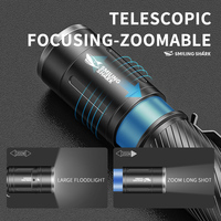 Lampe torche LED haute luminosité, rechargeable, en alliage d'aluminium, avec zoom et faisceau longue portée pour l'extérieur