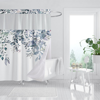 Rideau de douche à œillets sans crochet double couche avec doublure encliquetable en polyester durable