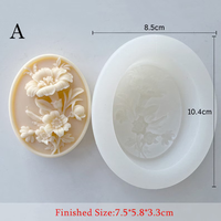 4 styles de moules à savon ovales en silicone - Moule à savon ovale en forme de fleur - Moule à savon en forme de fleur sauvage - Moule à savon en forme de fleur en relief - Moule à savon DIY pour aromathérapie