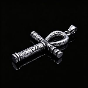 yunnique Stainless Steel Ancient Egyptian Pharaoh Scepter Pendant <b>Cross</b> Themed Men's Jewelry Gift - Product Image 1