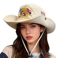 Topi Matahari Uniseks Bordir Ulang Tahun ke-250 Hari 4 Juli, Dapat Dilipat, Bertepi Lebar, untuk Pantai, Memancing, Mendaki Gunung, dan Petualangan Luar Ruangan