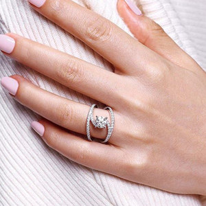 Curved Sparkling Stone Ring For Women Elegant Fashion Finger Jewelry <b>Gift</b> - Product Image 3