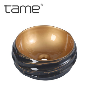 TAME PZ6524-P2 Vasque en céramique <span class=keywords><strong>de</strong></span> grande taille <span class=keywords><strong>de</strong></span> forme ronde <span class=keywords><strong>de</strong></span> haute qualité à poser sur le meuble Vasque <span class=keywords><strong>de</strong></span> salle <span class=keywords><strong>de</strong></span> bain Table <span class=keywords><strong>de</strong></span> toilette - Product Image 2