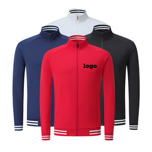 Veste de sport unisexe à col montant et fermeture éclair intégrale avec logo personnalisé, poignets côtelés rayés, pour les activités d'entraînement des équipes sportives - Product Image 1