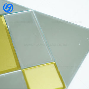 Mosaïque géométrique HUAJINDE, carreaux de miroir 4 mm, motif diamant, verre doré, design <span class=keywords><strong>parquet</strong></span> moderne, 300x300 mm, résistant à l'eau pour la pièce - Product Image 2