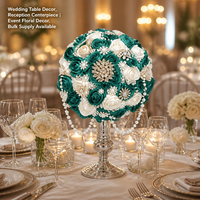 Ramo de Novia de Lujo con Rosa de Satén, Borla de Perlas y Diamantes de Imitación, en Varios Tamaños y Colores, para Boda, Dama de Honor, Ceremonia, Matrimonio, Decoración