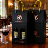 Boîte en carton ondulé de luxe imperméable avec poignée et fenêtre de séparation pour un emballage cadeau élégant et écologique pour vin haut de gamme