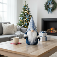 En stock, décorations de Noël, gnome en plaid, peluche rembourrée, bleu marine