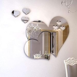Nueva llegada elegante práctica personalizada acrílico corazón espejo pared Calcomanía para sala de estar - Product Image 1