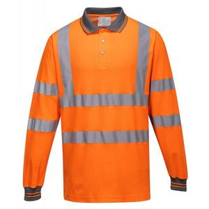 PORTWEST - S271ORRL Polo manches longues en coton orange confortable-EAN 5036108290307 HI-VIS WORKWEAR - Product Image 1