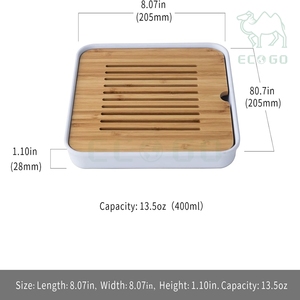 Bandeja de bambú para drenaje de cocina y baño, bandeja de servicio para mesa Kongfu, bandeja de almacenamiento de agua para té - Product Image 6