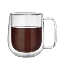 Tasse en verre thermique résistante à la chaleur Tasse en verre à double paroi avec poignée Tasse à café en verre