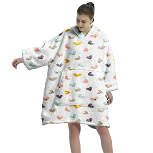Wholesale Sherpa Lined Wearable <strong>Hoodie</strong> Blanket Super Soft Flannel Oversized <strong>Snuggle</strong> Blanket <strong>Hoodie</strong> with Pocket - Product Image 3