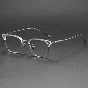 กรอบแว่นไทเทเนียมทรงกลม80896สำหรับผู้ชายกรอบแว่นตาผู้หญิงทำจากไทเทเนียมกรอบแว่นตาโลหะ - Product Image 1