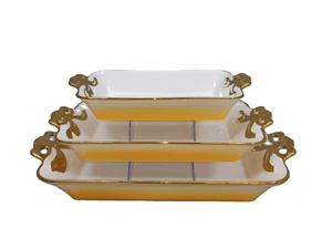 Plat de service personnalisé, assiettes marocaines, bord doré, assiettes en céramique blanches simples - Product Image 5