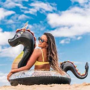 Flotador Inflable de PVC con Diseño de Dragón Negro Brillante para Piscina - Product Image 2