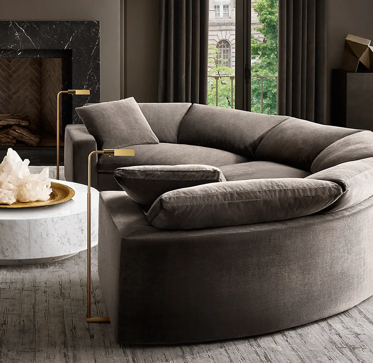 Специальный дизайн, изогнутый диван для гостиницы, квартиры, гостиной, наборы диванов с низким кронштейном, черный, белый, серый, розовый диван