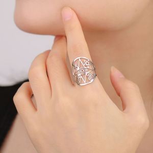 แหวนปรับขนาดได้ Myshape ลายสัญลักษณ์ทางจิตวิญญาณ เครื่องรางนำ<span class=keywords><strong>โชค</strong></span> สัญลักษณ์แห่งความสงบสุข ความสามัคคี ศาสนา <span class=keywords><strong>วง</strong></span><span class=keywords><strong>ล้อ</strong></span>แห่งชีวิต ทำจากสแตนเลส - Product Image 4