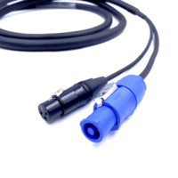 Câble connecteur hybride DMX XLR 3 broches Powercon bleu-gris de 1,5 m sur mesure pour éclairage de scène
