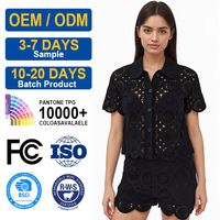 Ensemble deux pièces décontracté et élégant pour femme en tricot léger coton/nylon anti-boulochage 300g, doux, respirant, pour l'été