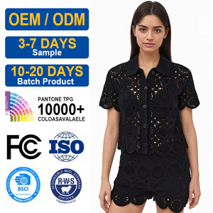 Ensemble en coton tricoté léger pour <span class=keywords><strong>femme</strong></span>, doux, respirant, élégant, décontracté, deux pièces, tenue d'été, faible MOQ, fabrication sur mesure - Product Image 2