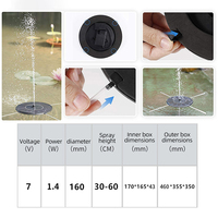 Pompe solaire circulaire DC 7V pour aérateur de circulation, arroseur de rocaille de jardin, réservoir d'eau pour bassin à poissons